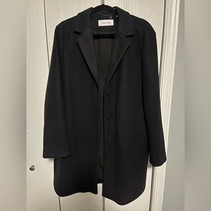 Black Calvin Klein single breasted black dress coat